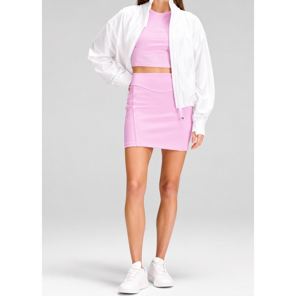 lululemon Scuba High-Rise Mini Skirt Women Large Pink NEW Fleece Athleisure